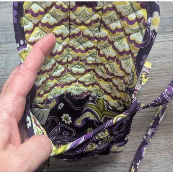 Stephanie Dawn Mini Crossbody Bag Catalina Pattern Made in USA Purple/Yellow - Picture 3 of 6